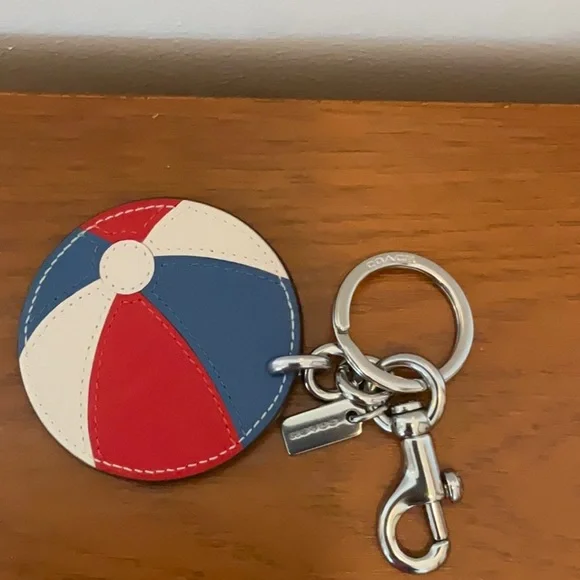 Coach Leather Beachball Bag Charm Keychain - Picture 5 of 6